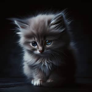 Somber Sad Kitty with Sapphire Blue Eyes | Emotional Pet Photography