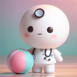 Adorable Chibi Healthcare Assistant Playing with Colorful Ball