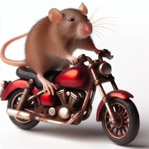 Adventurous Brown Rat on Miniature Motorcycle