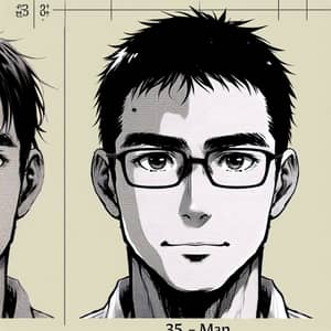Japanese Animation Inspired Portrait of a 35-Year-Old Man
