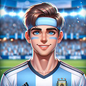 Detailed Cartoon Portrait of Male in Argentina Jersey