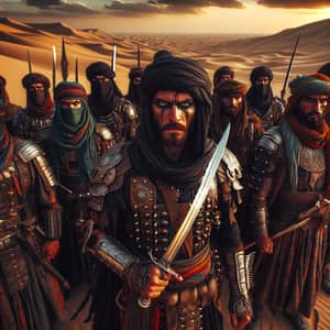 Ancient Arabian Warriors in the Scorching Desert Landscape