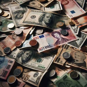Diverse World Currencies Pile - Wealth & Abundance Symbol