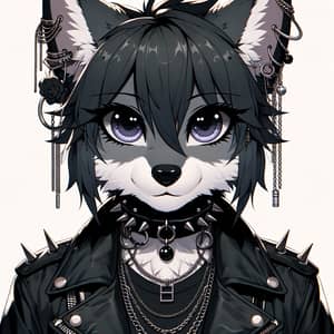 Dark Grey She-Wolf Anime Furry Fandom Character