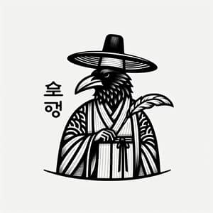 Crow in Scholar's Attire: Korean Joseon Era Logo Design