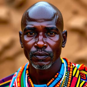 Kenyan Bald Man in Tribal Attire | Vibrant Ethnic Fashion