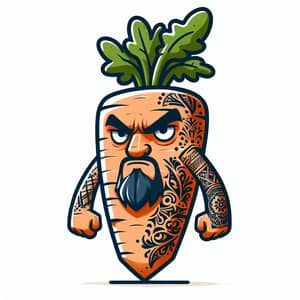 Tough and Tattooed Cartoon Carrot - Culinary Battle Persona