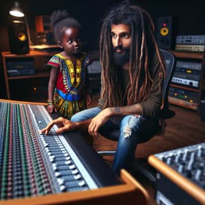 Dreadlocked Man in Recording Studio with Black Girl