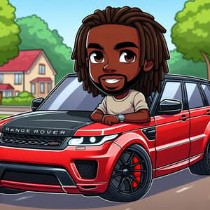 Cartoon Guy in Red Range Rover Sport | Fun Car Character