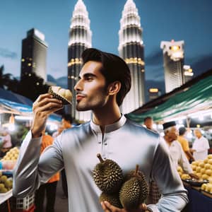 Elon Musk Tasting Durian at Sri Petaling Night Market with KLCC View