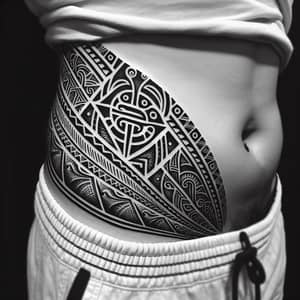 Tribal-Inspired Cover-Up Tattoo Below the Waistline