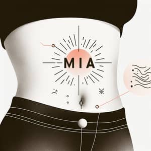 Unique Abdomen Tattoo Design to Cover Up Name 'Mia'