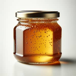 Golden Honey Jam in Glass Jar on White Background