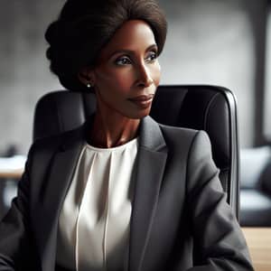 Elegantly Poised Black Woman in Forties | Office Setting