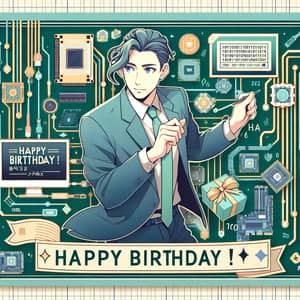 Digital-themed Festive Birthday Card for IT Specialist