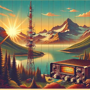Good Morning Postcard for Radio Amateurs: Sun, Mountains, Forest, Sea