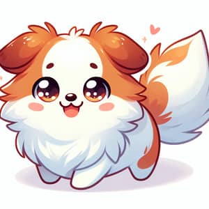 White and Orange Fluffy Dog Wagging Tail | Friendly Interaction