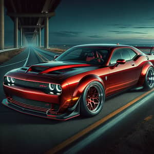 Fiery Red Hellcat Muscle Car: High-Performance Design