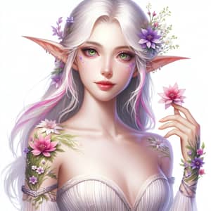 Captivating Elven Character with White Hair and Enchanting Features