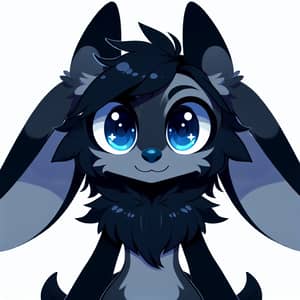 Cute Black Fur Character with Deep Sea Blue Eyes