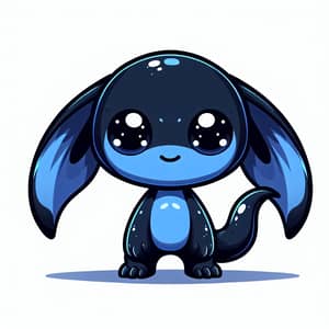 Navy Blue and Black Stitch-Like Alien Character Design