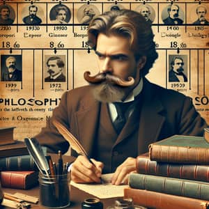 Late-19th Century Philosopher at Desk | Vintage Timeline & Writings