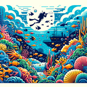 Colorful Underwater Exploration: Vibrant Vector Image