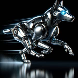 Futuristic Mechanical Dog with Glowing Blue Eyes | Agility & Speed