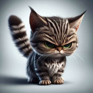 Grumpy Tabby Cat - Angry Feline with Emerald Eyes
