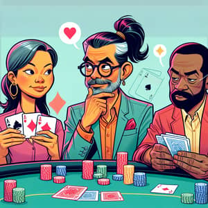 Playful Poker Players Around Table Illustration