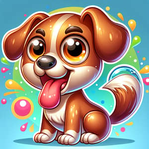 Playful Cartoon Dog in Energetic Environment