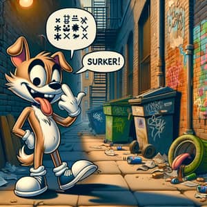 Anthropomorphic Stray Canine Character Illustration in City Alley