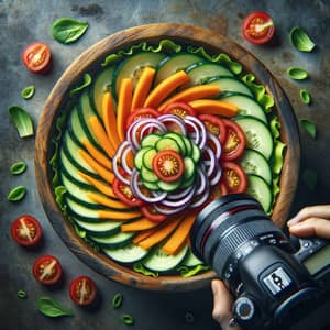 Vibrant Vegetable Salad in Wooden Bowl | Food Photography Masterpiece