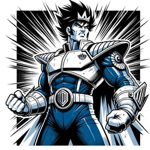 Powerful Alien Warrior in Blue Jumpsuit | Fierce Royal Attitude