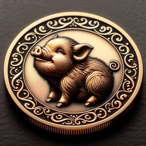 Golden Miniature Pig Coin - Intricate Craftsmanship