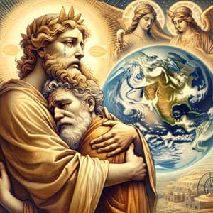 Celestial Meeting of Historical and Religious Figures on Earth