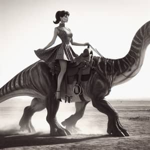 Sophia Loren Riding Dinosaur in Bell Minidress