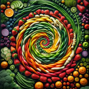 Vibrant Abstract Food Display: Nourishing Galaxy Creation