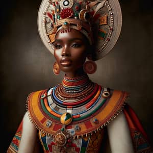 Regal African Mother Queen in Traditional Regalia
