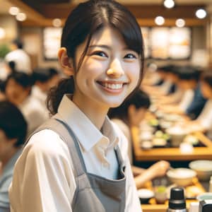 20-Year-Old Japanese Woman in Family Restaurant
