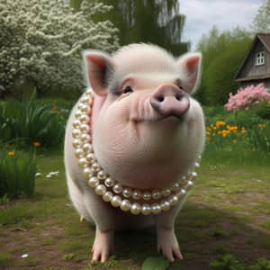 Pot-bellied Pig with Pearls - Outdoor Scene