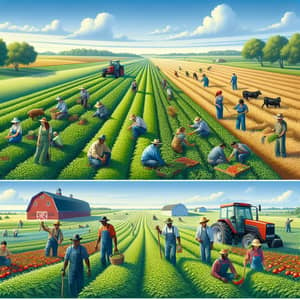 Diverse Farming Practices in Verdant Landscape