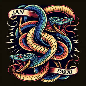 Traditional Style Snakes Jan and Pascal | Digital Drawing