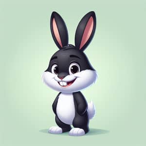 Furry Cartoon Rabbit with Black Hair and White Skin