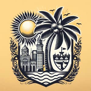 Coconut Tree & São Paulo Cityscape | Southern Brazil Emblem