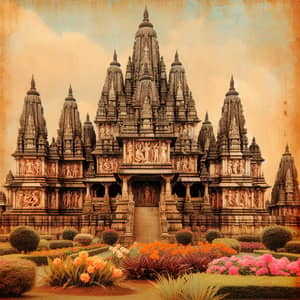 Grand Hindu Temple with Stately Architecture and Intricate Carvings