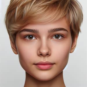 Caucasian Woman with Petite Eyes - Short, Blonde Hair