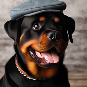Adorable Rottweiler Dog Wearing Small Cap