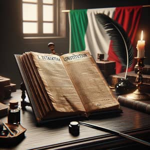 Italian Constitution Image in Vintage Study Room