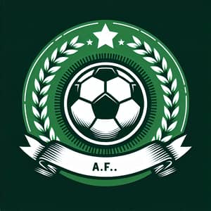 Soccer Team Badge - Green Background with Football and Laurel Wreath